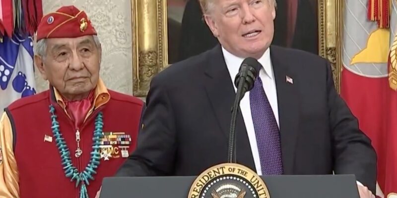 Trump clowns on Sen. Warren, refers to her as Pocahontas during veterans ceremony